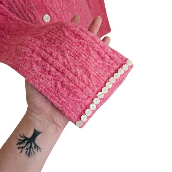 Ahiri Flared Cardigan Button Embellished Merino Wool Blend Long Sleeve Sz L - Picture 8 of 12